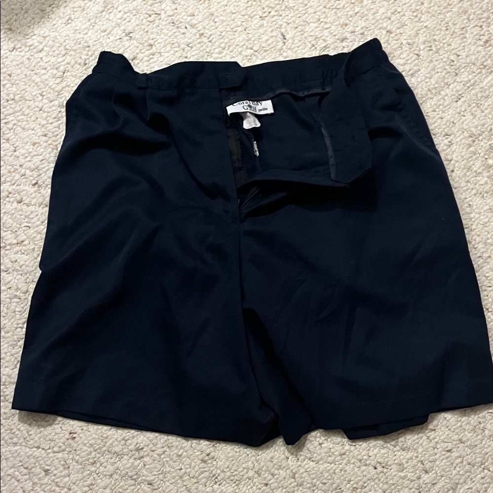 Coral Bay Women's Navy Flat Front Shorts Petite 10P